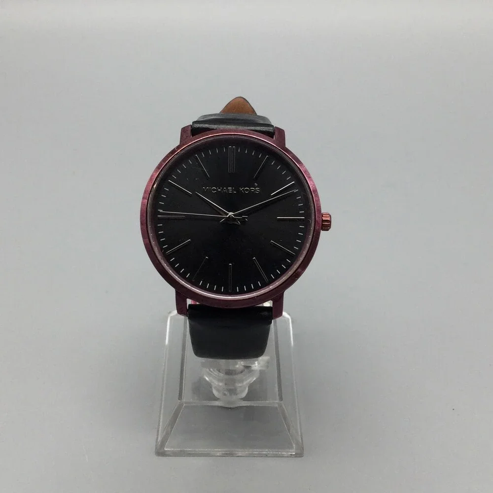 Michael Kors Jaryn Womens Watch 38mm Black Dial Purple Case Leather MK-2646 - Picture 2 of 15